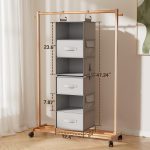 6-Shelf Hanging Closet Organizer with 2 Separable 3-Tier Shelves, 3 Drawers & Side Pockets Closet Organizers and Storage for Wardrobe Organization and Nursery Clothes Organizer, Gray