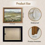 Gold Framed Wall Art Vintage Landscape Wildflowers Mountain Painting Canvas Print for Bedroom Living Room Wall Decor (wildflowers, 20L" x 16W")