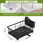 Compact black cutlery drainer with cutlery holder, saves countertop space, rust-resistant