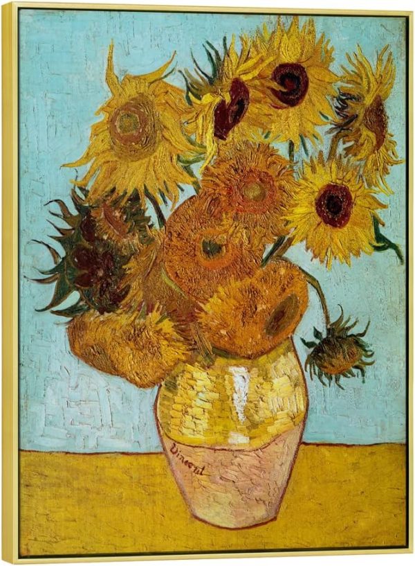 Framed Art Sunflower Large Canvas Prints Wall Art by Vincent Van Gogh Oil Paintings Framed Canvas Wall Art for Living Room Wall Decor Bedroom Home Office Decor