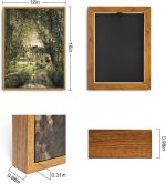 Framed Canvas Wall Art Vintage Print Oil Paintings Landscape with a Sunlit Stream Country Rustic Summer Green French Retro Aesthetic for Home Living Room Bathroom Wall Decor (12"x16")