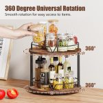 12-inch double-layer wooden rotating spice rack, brown, compact and versatile, suitable for countertops and cabinets
